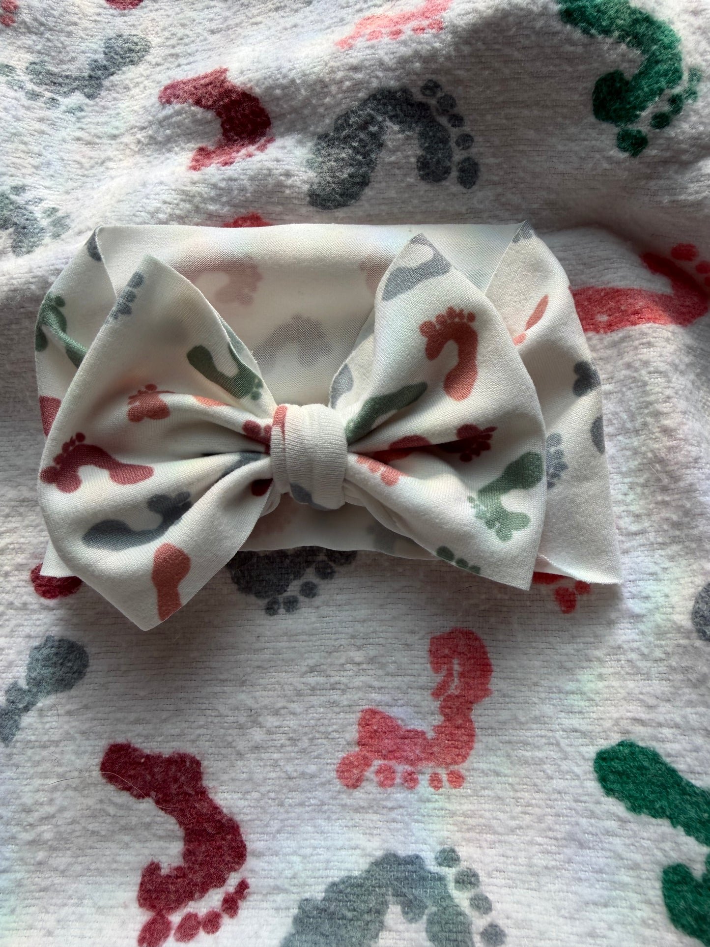 Hospital Blanket Footprints Hair Bows