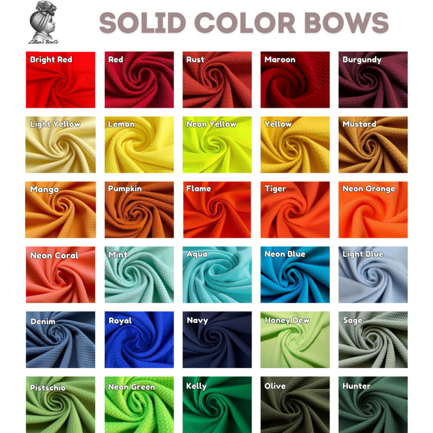 Solid Color Hair Bows