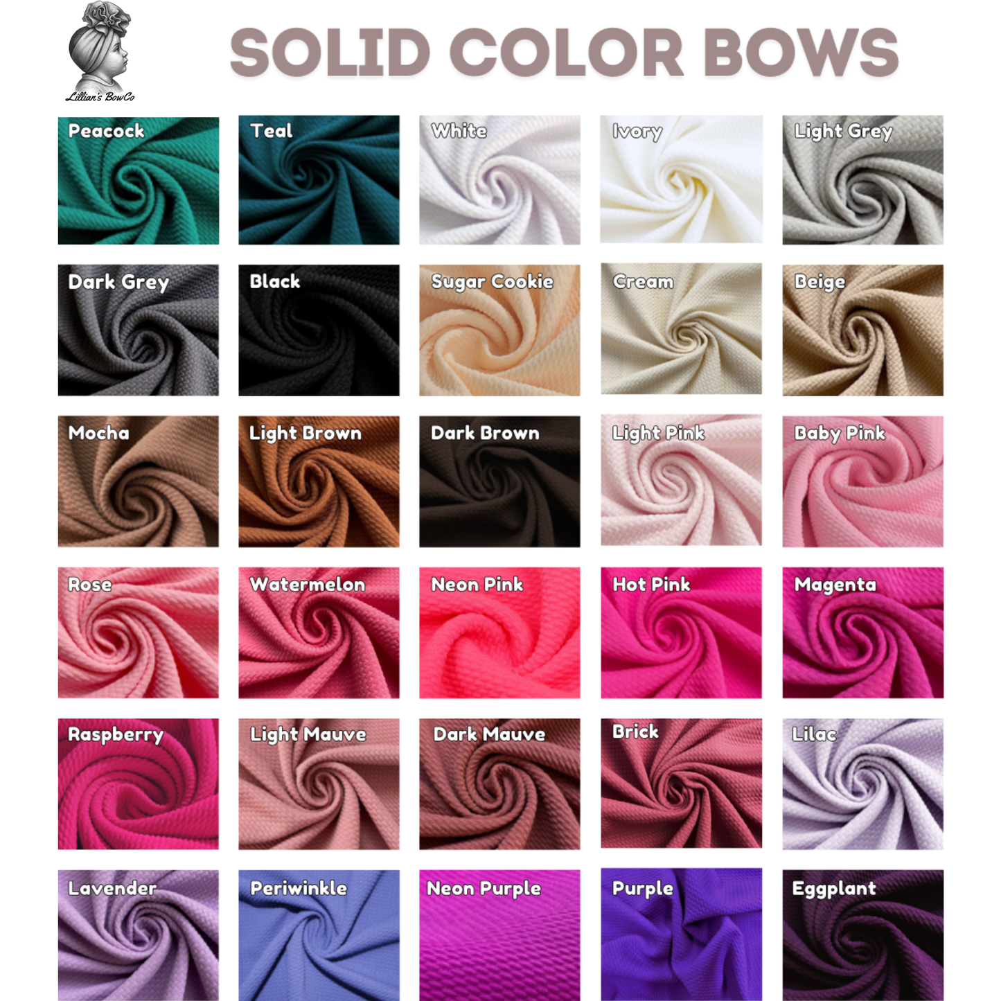 Solid Color Hair Bows
